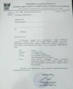 DPRD Kota Padang Bakal Menggelar Gladi Bersih Pengucapan Sumpah dan Janji Anggota