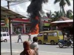 Motor Modifikasi Terbakar di SPBU Muara Labuh