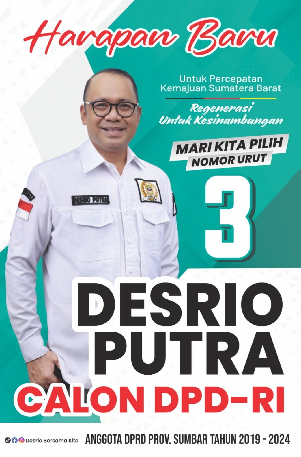 Desrio Putra calon DPD RI. (Foto dok/Rls)