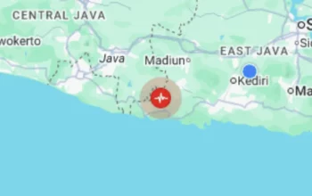Peta lokasi pusat gempabumi Pacitan hari ini 27 Januari 2026