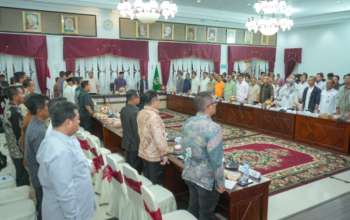 Gubernur Sumatera Barat Mahyeldi Ansharullah memimpin rakor R3P pascabencana di Auditorium Gubernuran