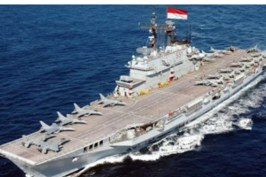 ilustrasi kapal induk untuk operasional militer laut