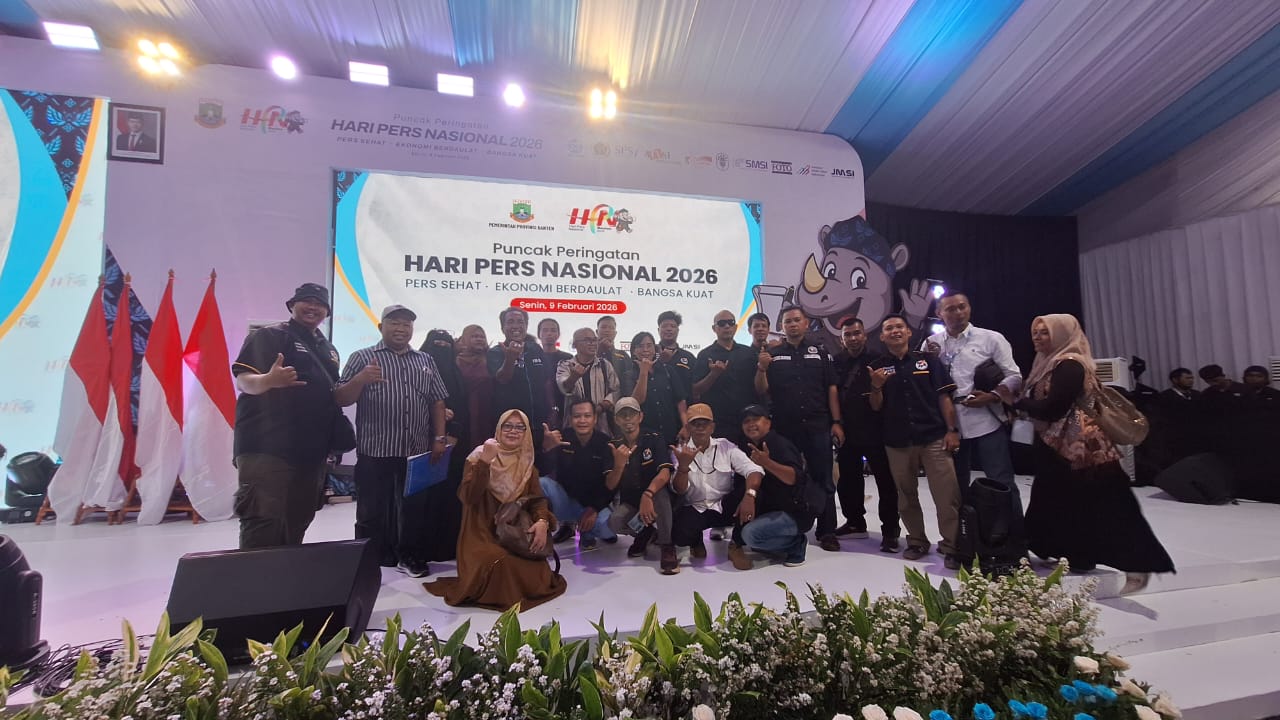 Foto bersama peserta puncak HPN 2026 di Kota Serang