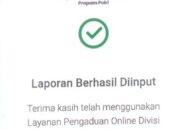 Screenshot laporan online ke Propam Polri terkait dugaan intimidasi pelapor