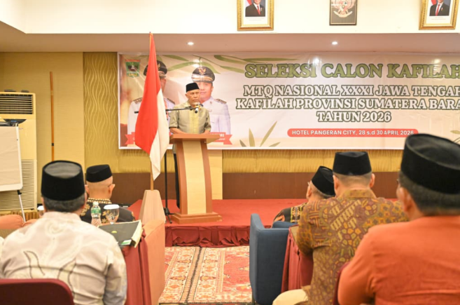 Gubernur Mahyeldi membuka seleksi kafilah MTQ Nasional Sumbar di Padang