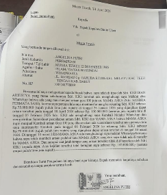 surat pengaduan korban arisan bodong di Polres Barito Utara