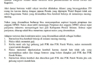 Surat pemberitahuan aksi damai tenaga kesehatan dirumahkan di Pesisir Selatan
