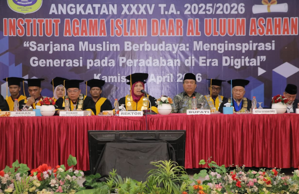 Rektor IAIDU Asahan Nilasari Siagian saat wisuda