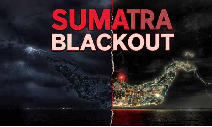 Suasana gelap di Kota Padang saat terjadi blackout listrik massal di Sumatera