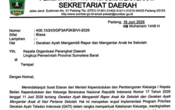 Surat edaran Gerakan Ayah Sumbar tentang pengambilan rapor dan mengantar anak ke sekolah