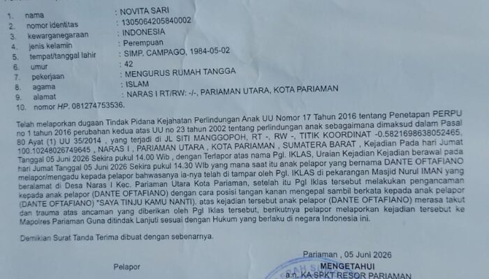 Diduga Lakukan Kekerasan terhadap Anak di Area Masjid, Pria di Pariaman Dilaporkan ke Polisi