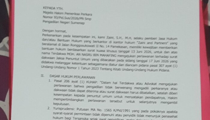 Yakin Perlawanan Dikabulkan, Ach Zaini,S.H.,M.H. Memberi Bantuan Hukum Melawan dakwaan JPU