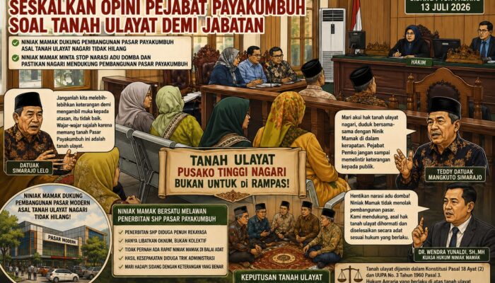 Niniak Mamak Dukung Pembangunan Pasar Payakumbuh Asal Tanah Ulayat Nagari Tidak Hilang