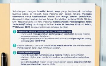 Kabut Asap Memburuk, Disdikbud Padang Terapkan PJJ hingga 17 Oktober