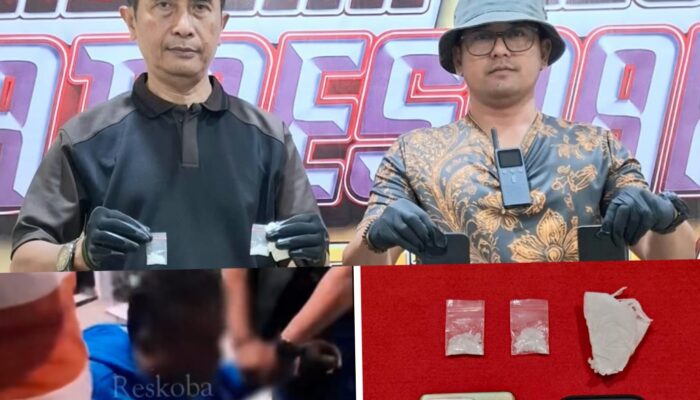 KBO Satresnarkoba, Iptu Sapatullah Chandra Bayu, SH berserta barang bukti (foto: Istimewa )