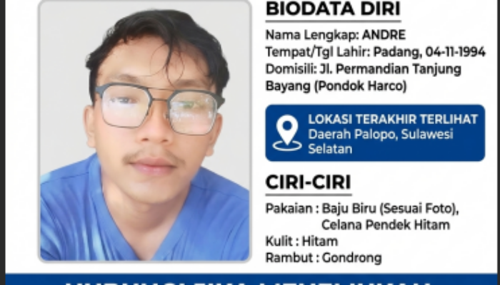 Warga Asal Padang Hilang di Palopo, Keluarga Mohon Bantuan Masyarakat